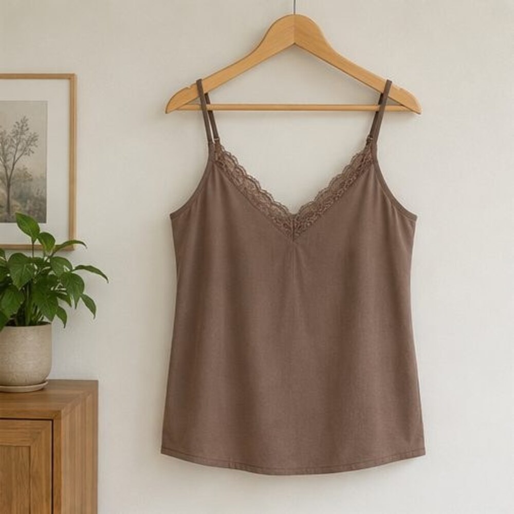 Mocha Lace Trim Cami Top